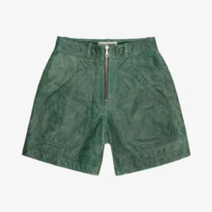 CB CRACKED LEATHER GREEN SHORTS