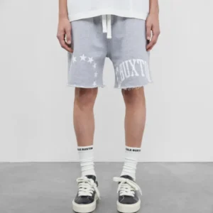 CUT OFF VARSITY SHORTS (LIGHT GREY MARL)