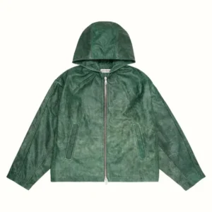 Cole Buxton CB HOODED LEATHER Green JACKET