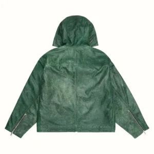 Cole Buxton CB HOODED LEATHER Green JACKET