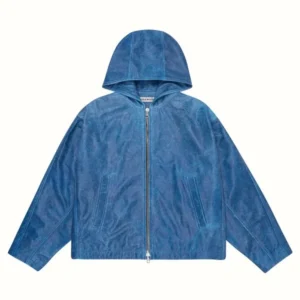 Cole Buxton Cb Hooded Leather Blue Jacket