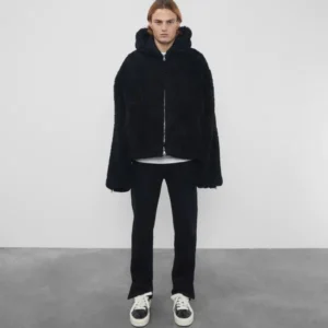 Cole Buxton Cb Hooded Shearling Black Jacket